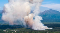A brush fire burns in South Anchorage, Alaska