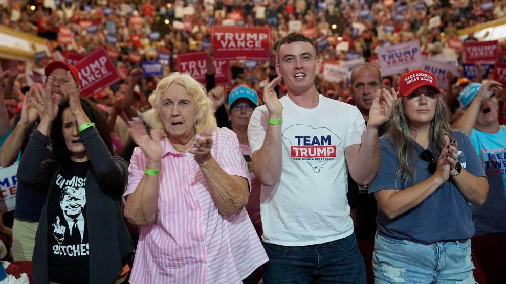 Trump supporters cheer at a rally