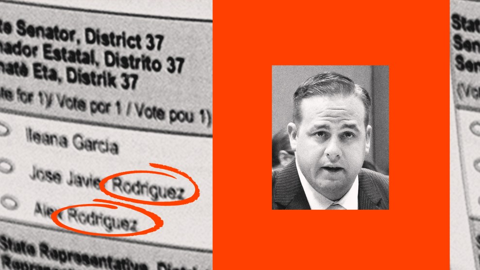 A collage that features the ballot that shows the names of the candiates, including Alex Rodriguez, who is accused of being a ghost candidate. To the right of the ballot is an image of Frank Artiles.