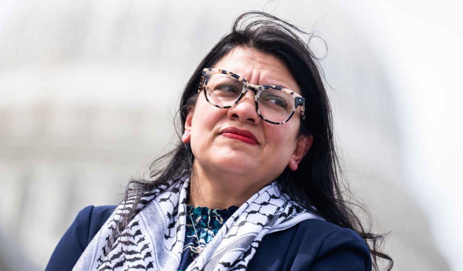 Rep. Rashida Tlaib, D-Mich., attends a news conference outside the U.S. Capitol.