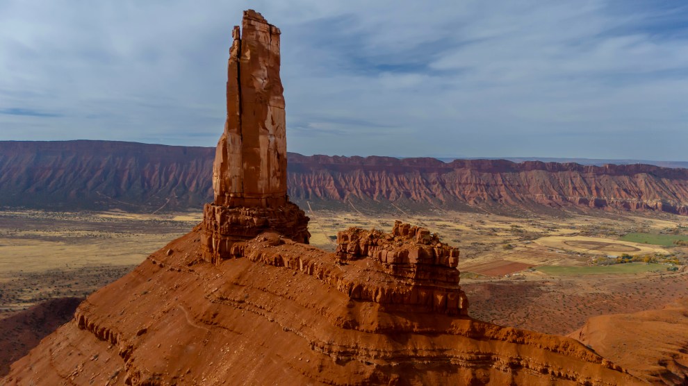 A large orange rock formation.