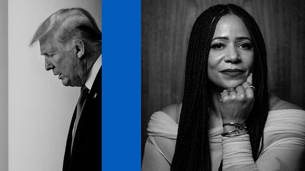 An illustration of Donald Trump and Nikole Hannah-Jones