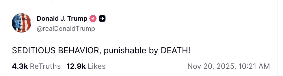 Truth Social post from Donald Trump