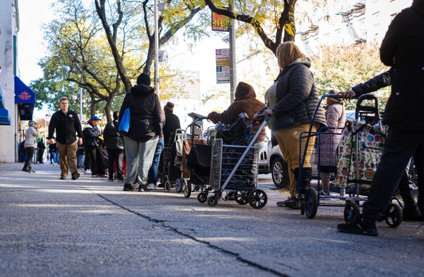 The Community Kitchen run by Food Bank for NYC serves New Yorkers during the government shutdown. The Trump administration is threatening to withhold SNAP benefits unless democratic leaders hand over personal data of food stamp recipients.