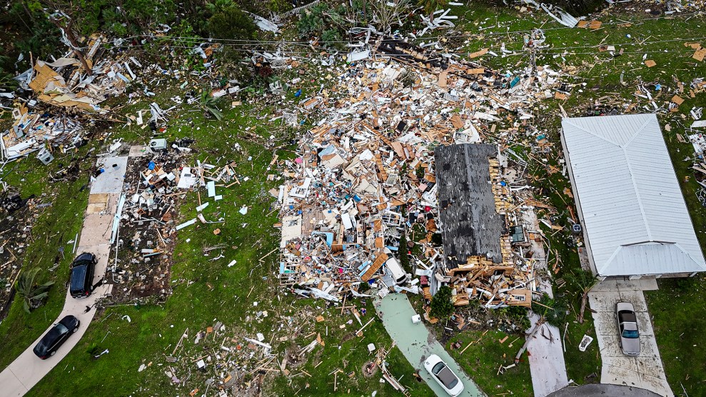 Destroyed houses seen from above