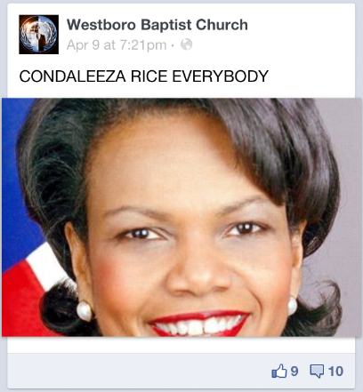 Condoleezza Rice Westboro Facebook hack
