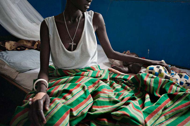 A mother with her child in the hospital of Pibor in the Jonglei State. Maternal mortality in South Sudan is one of the highest in the world.