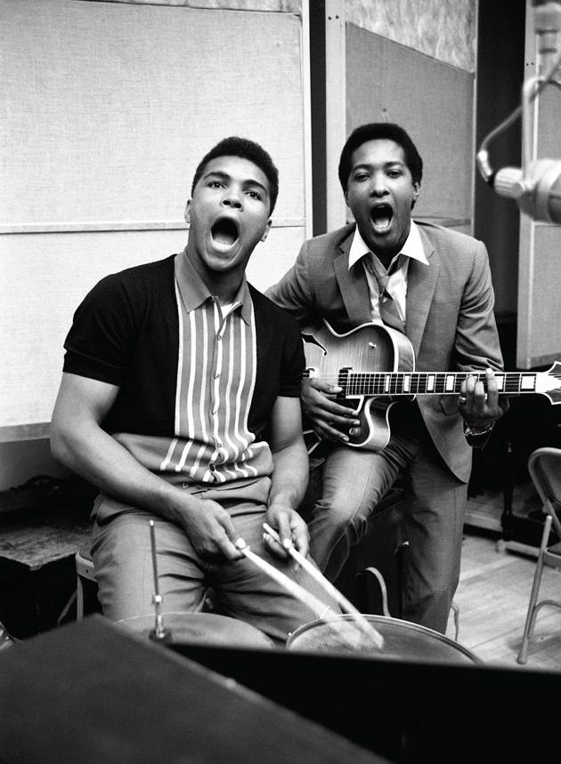 Soul man Sam Cooke, with stirrers Cassius Clay, New York City, March 1964.