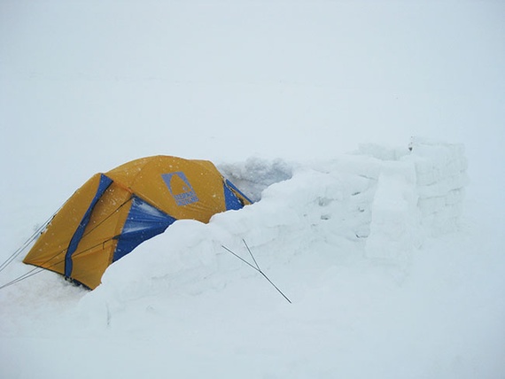 tent with snow walls