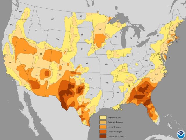 United States Drought Monitor as of 1 May  2012.: climate.gov