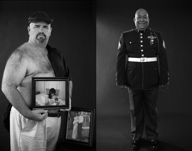Mike Partain (left) and Teddy Richardson pose for a calender by the breast cancer foundation Art beCAUSE. (Click for more.) : David Fox