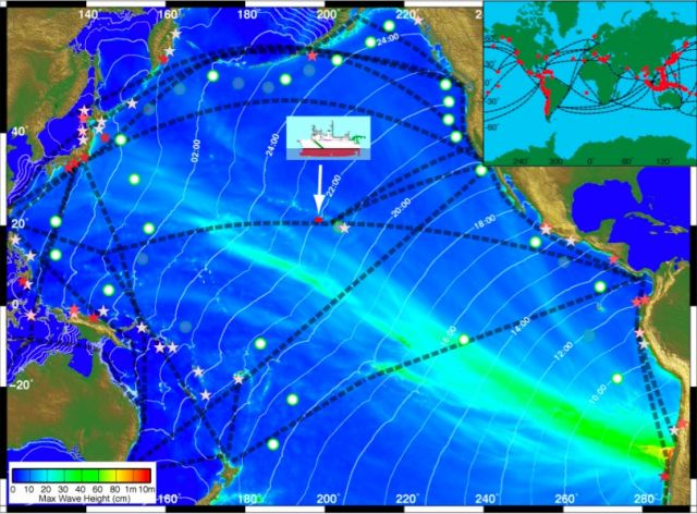 Position of R/V Kilo Moana during 2010 Chile tsunami: James H. Foster, et al. GRL. 2012. DOI:10.1029/2012GL051367